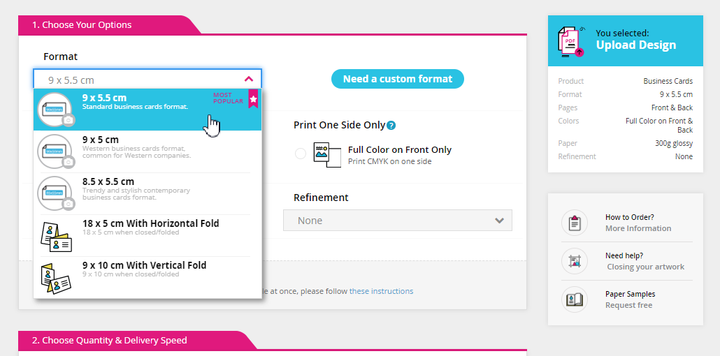 Check the Format that you will order in the configurator Check the Format that you will order in the configurator